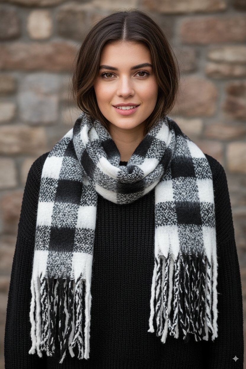 Grossiste MAR&CO Accessoires - Foulard écharpe douce hiver imprimé carreaux