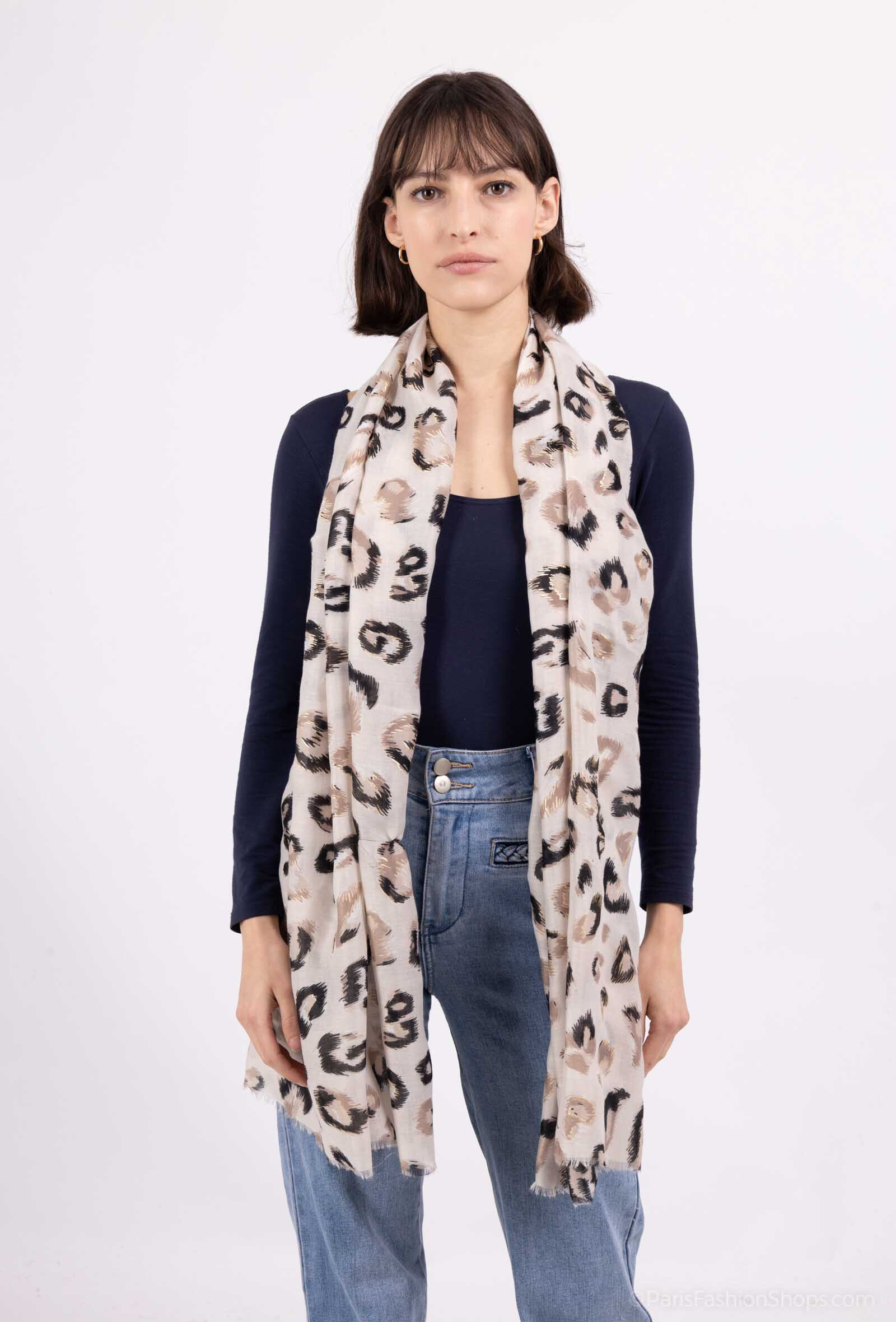 Grossiste MAR&CO Accessoires - Echarpe imprimé léopard avec dorure