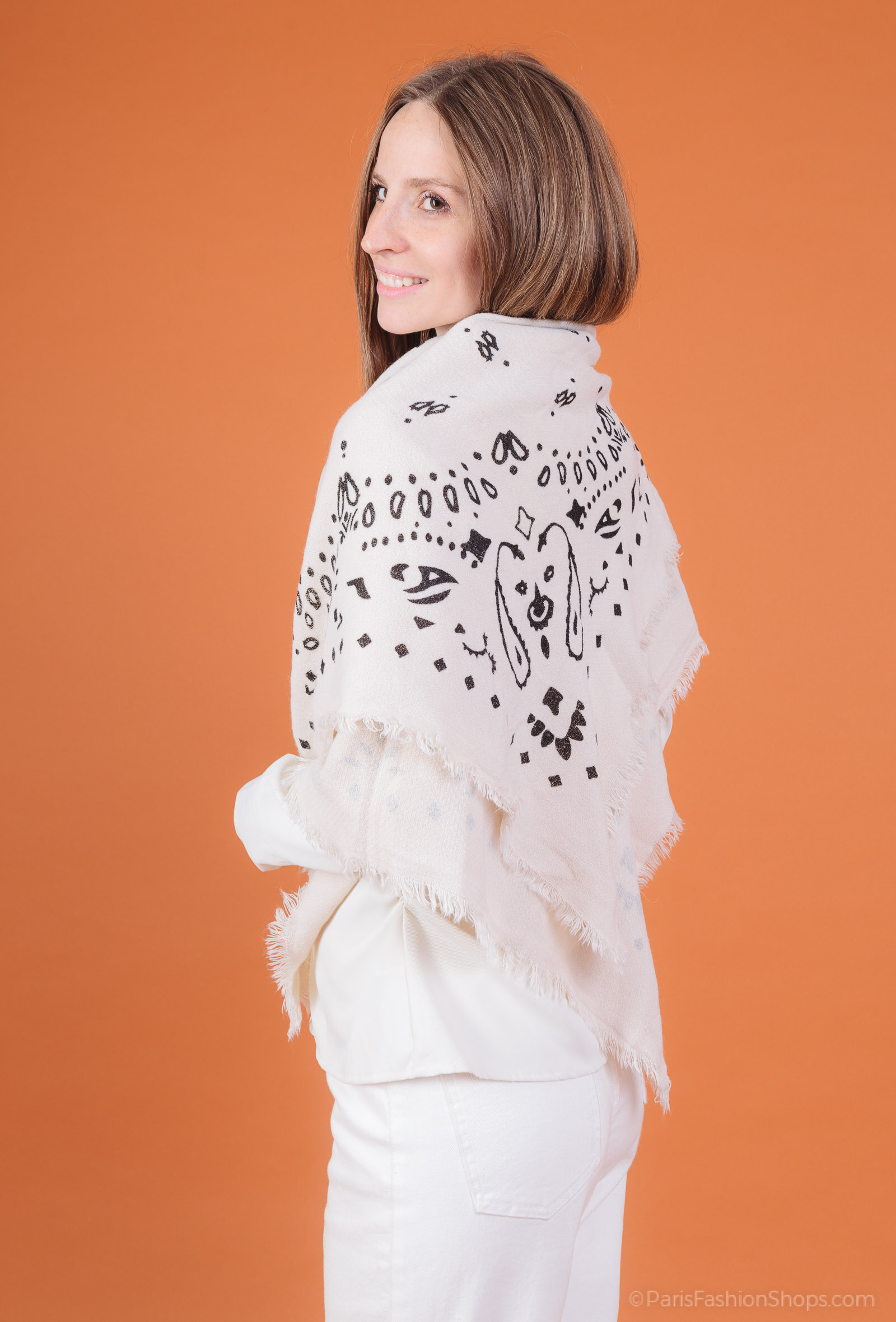 Großhändler MAR&CO Accessoires - quadratisches Tuch mit Paisley-Muster 90*90cm