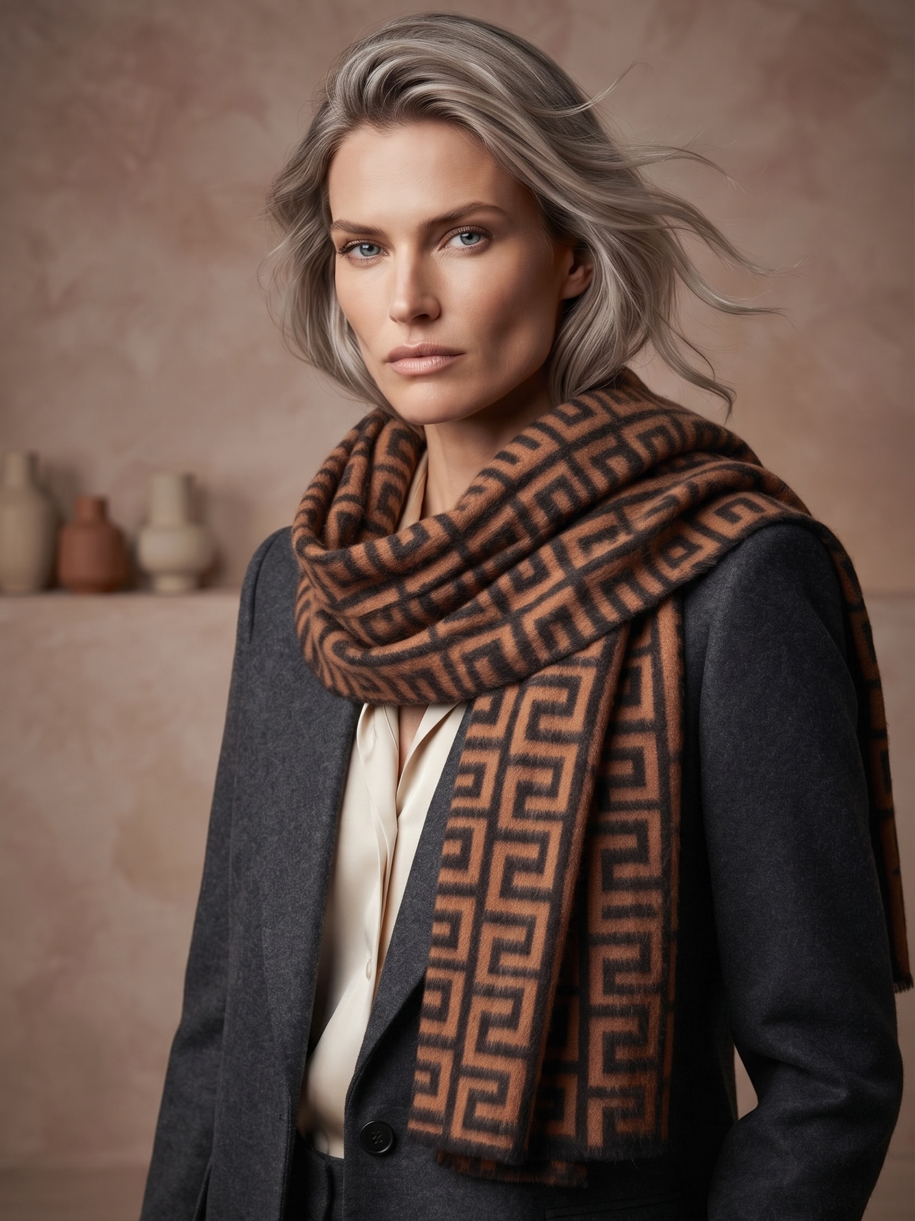 Grossista MAR&CO Accessoires - Sciarpa morbida con stampa geometrica