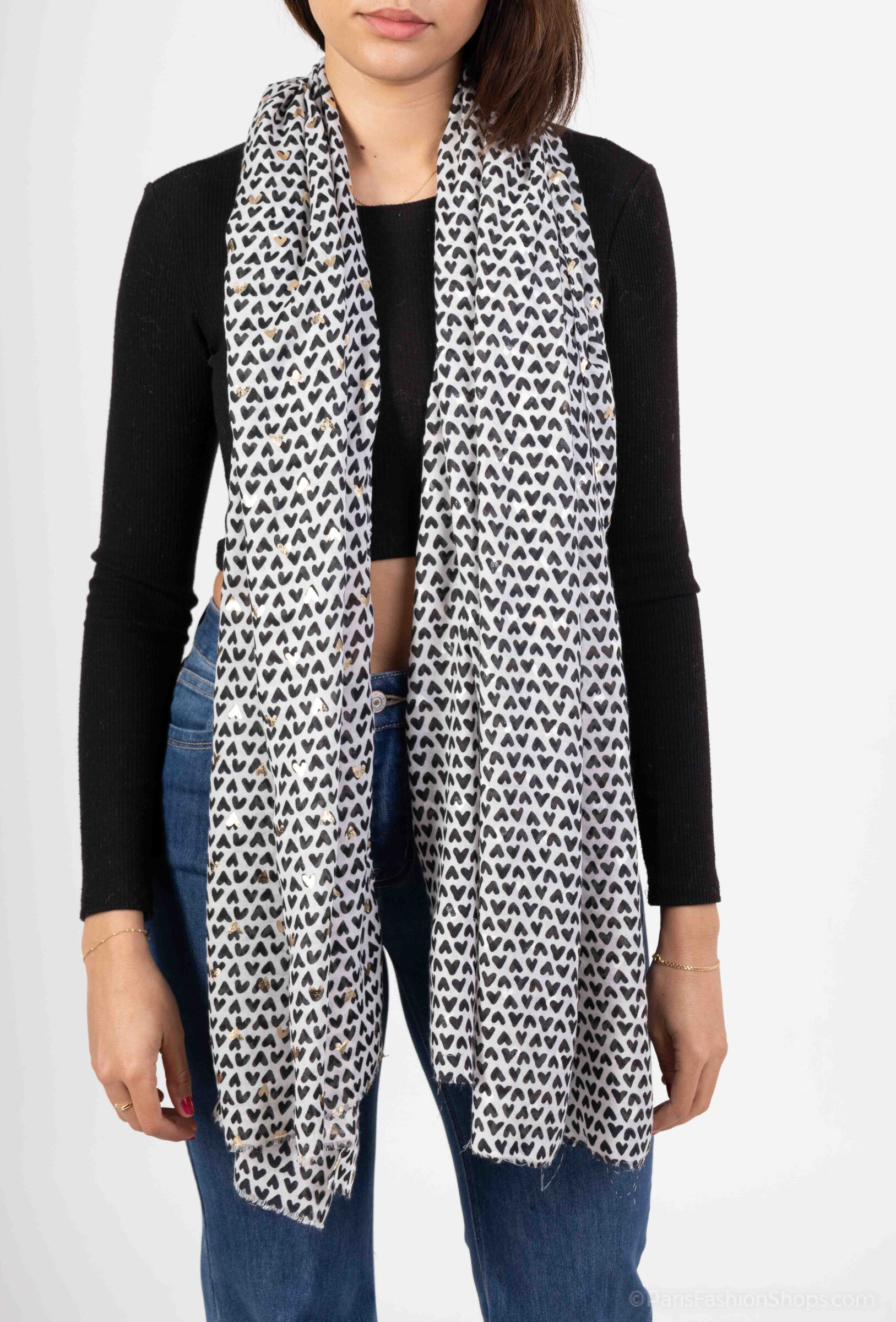 Mayorista MAR&CO Accessoires - Bufanda con estampado de corazones y dorado