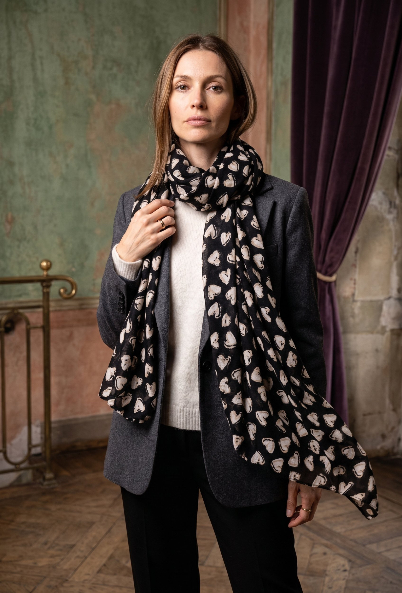 Grossista MAR&CO Accessoires - sciarpa con stampa a cuori