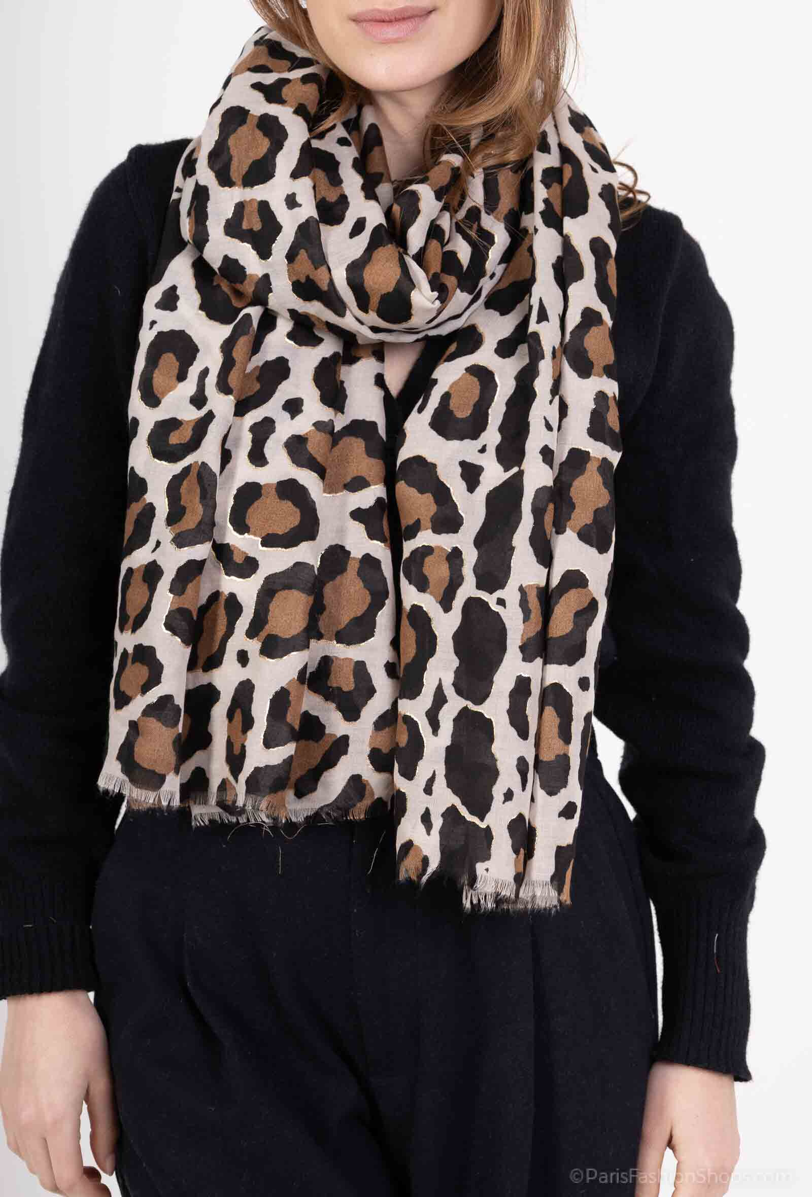 Grossiste MAR&CO Accessoires - Echarpe à motif imprimé léopard dorure