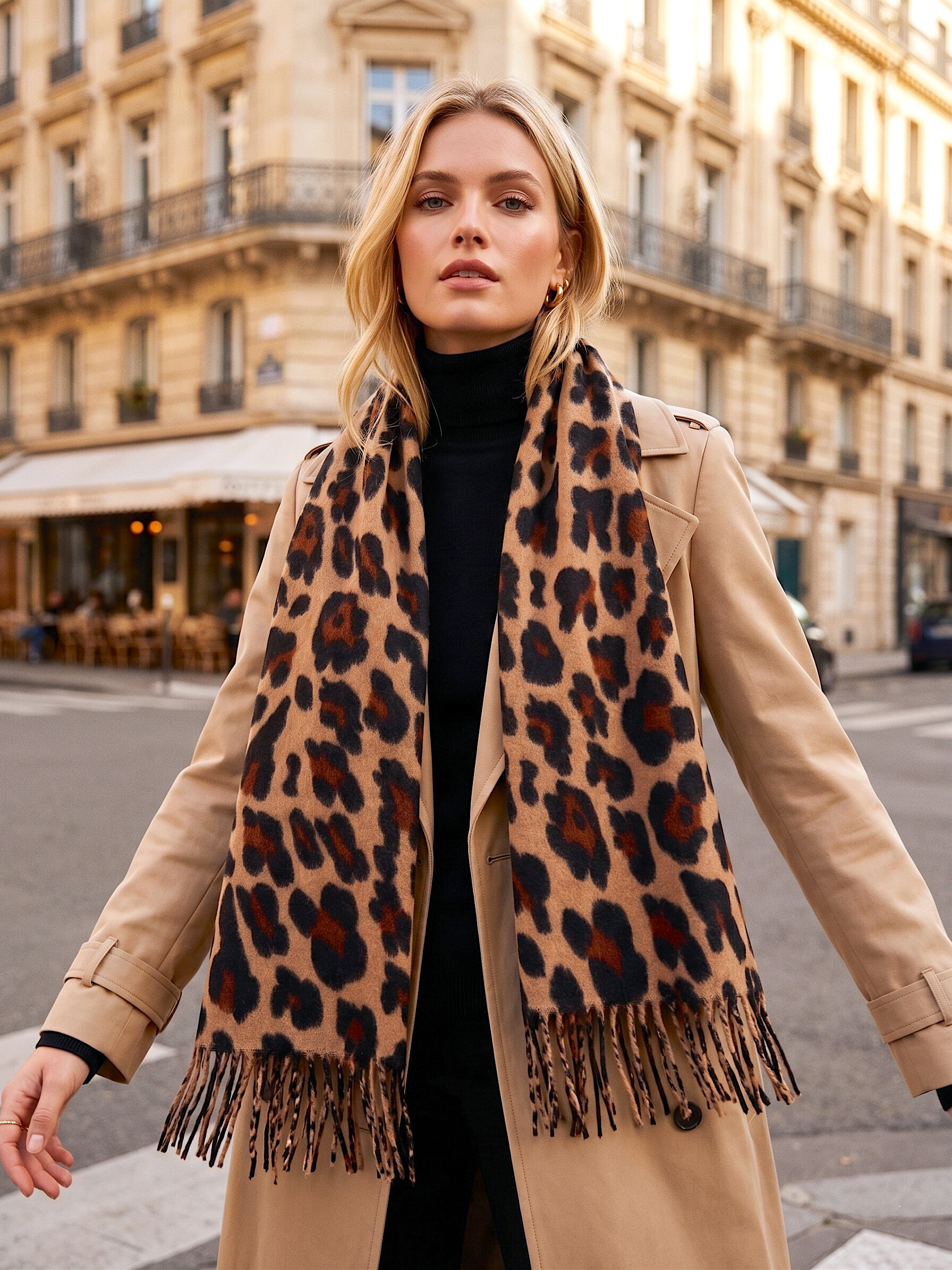 Grossiste MAR&CO Accessoires - Foulard écharpe hiver douce imprimé léopard 60*195CM