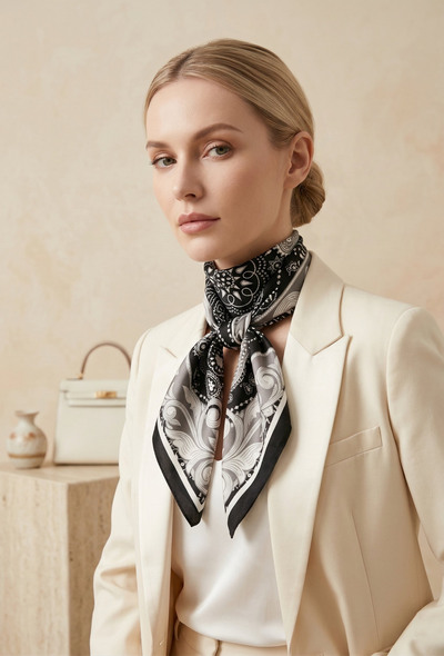 Grossiste MAR&CO Accessoires - foulard carré soie imprimé 70*70CM Grossiste MAR&CO Accessoires - foulard carré soie imprimé 70*70CM