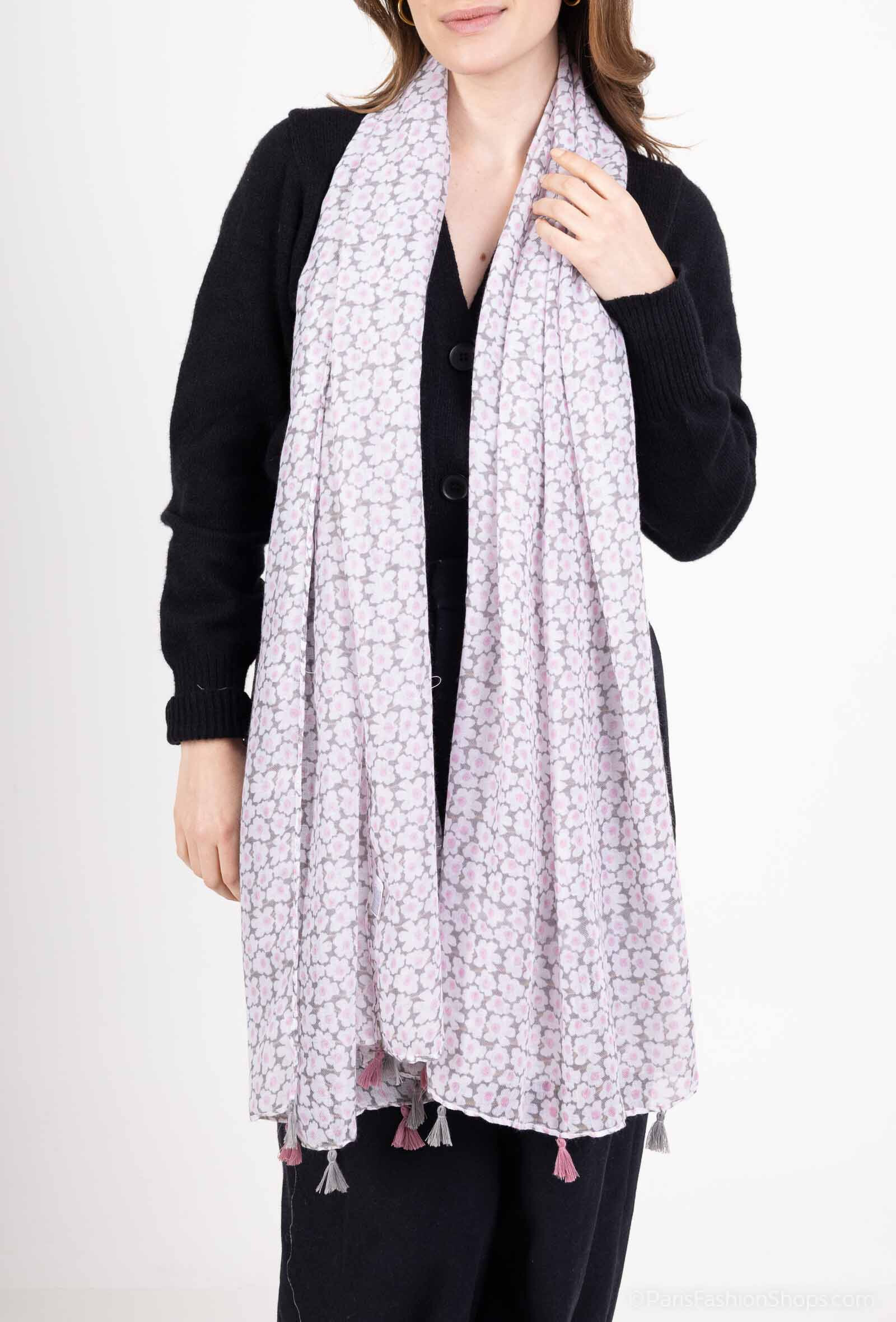 Mayorista MAR&CO Accessoires - Pañuelo estampado flores con pompones