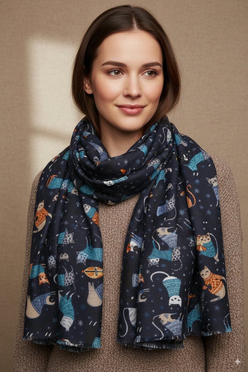 Grossiste MAR&CO Accessoires - Foulard imprimé chat
