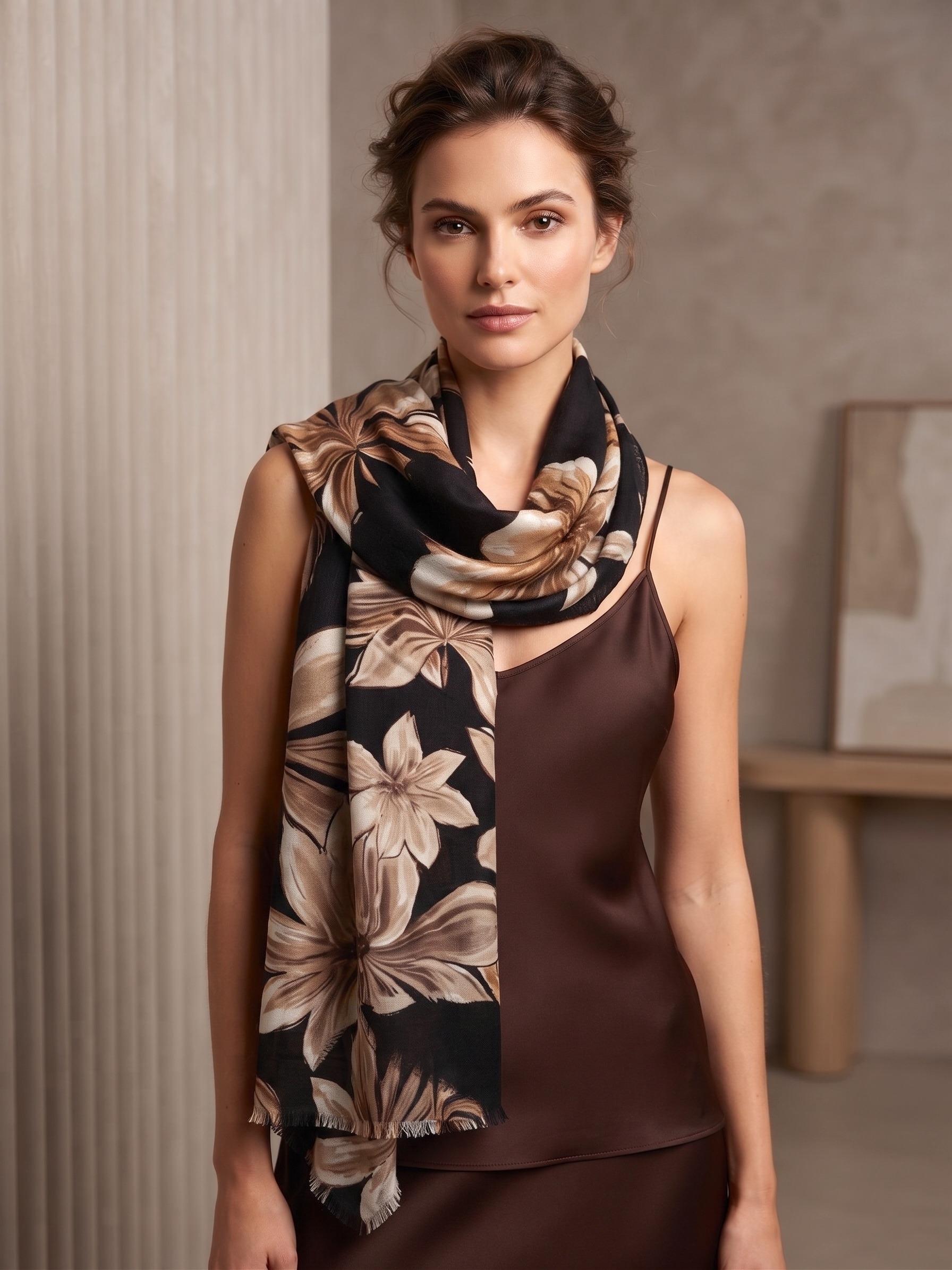 Grossiste MAR&CO Accessoires - Foulard écharpe imprimé fleur 90*180CM