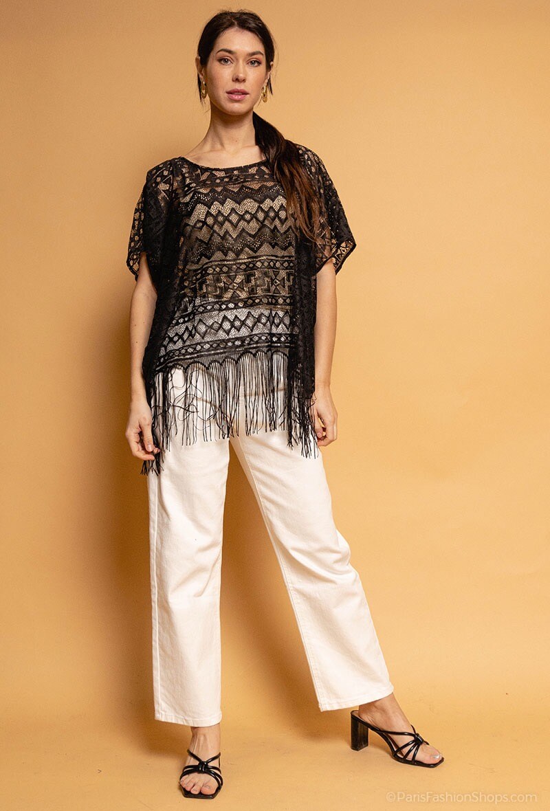 Grossiste MAR&CO Accessoires - Top en dentelle à frange