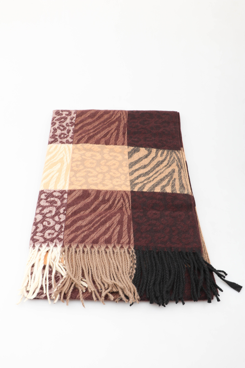 Großhändler MAR&CO Accessoires - Karierter Schal mit Leopardenmuster