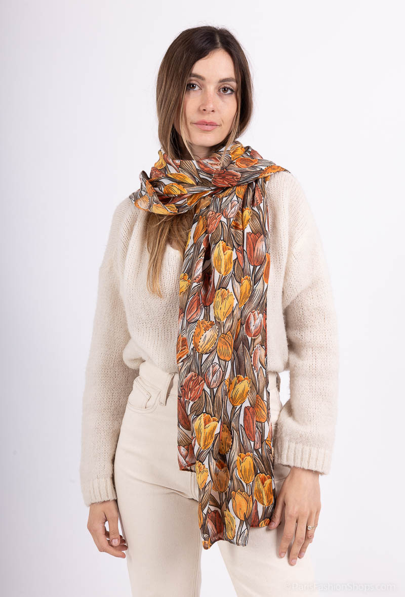 Grossiste MAR&CO Accessoires - Foulard imprimé fleur avec dorure