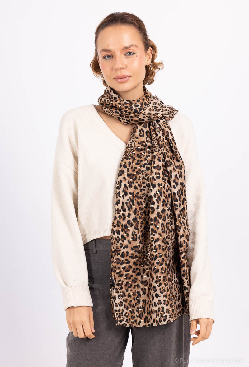 Grossiste MAR&CO Accessoires - foulard à motif imprimé léopard dorure