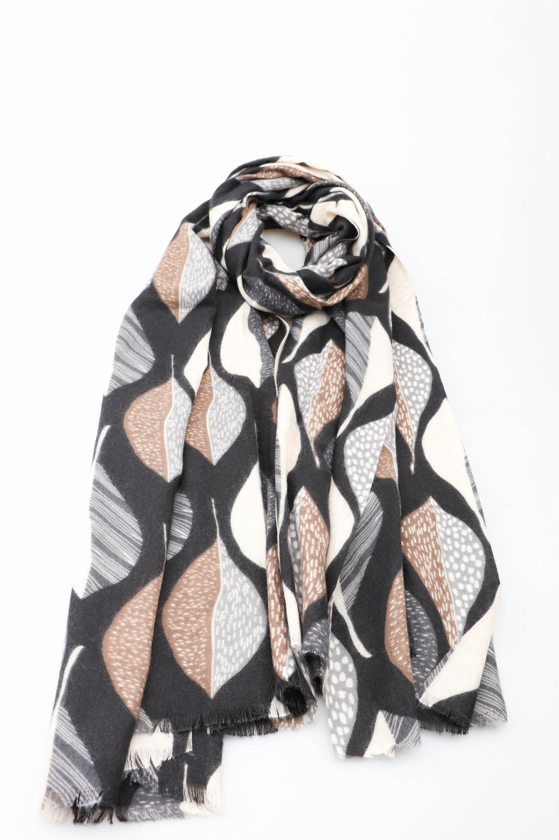 Grossiste MAR&CO Accessoires - Foulard douce hiver imprimé feuille