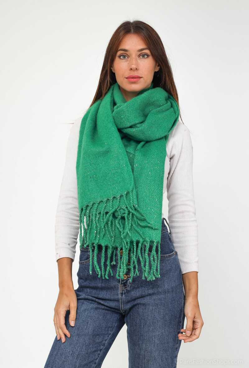 Grossiste MAR&CO Accessoires - foulard douce hiver avec franges brillant