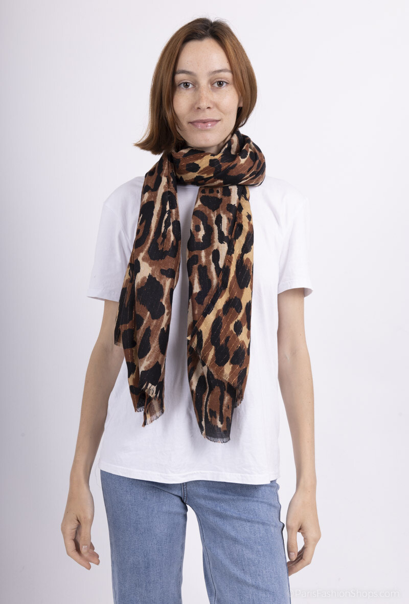 Grossiste MAR&CO Accessoires - foulard imprimé léopard brillant