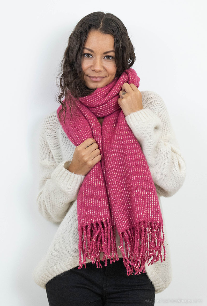 Wholesaler MAR&CO Accessoires - Shiny winter scarf with fringes