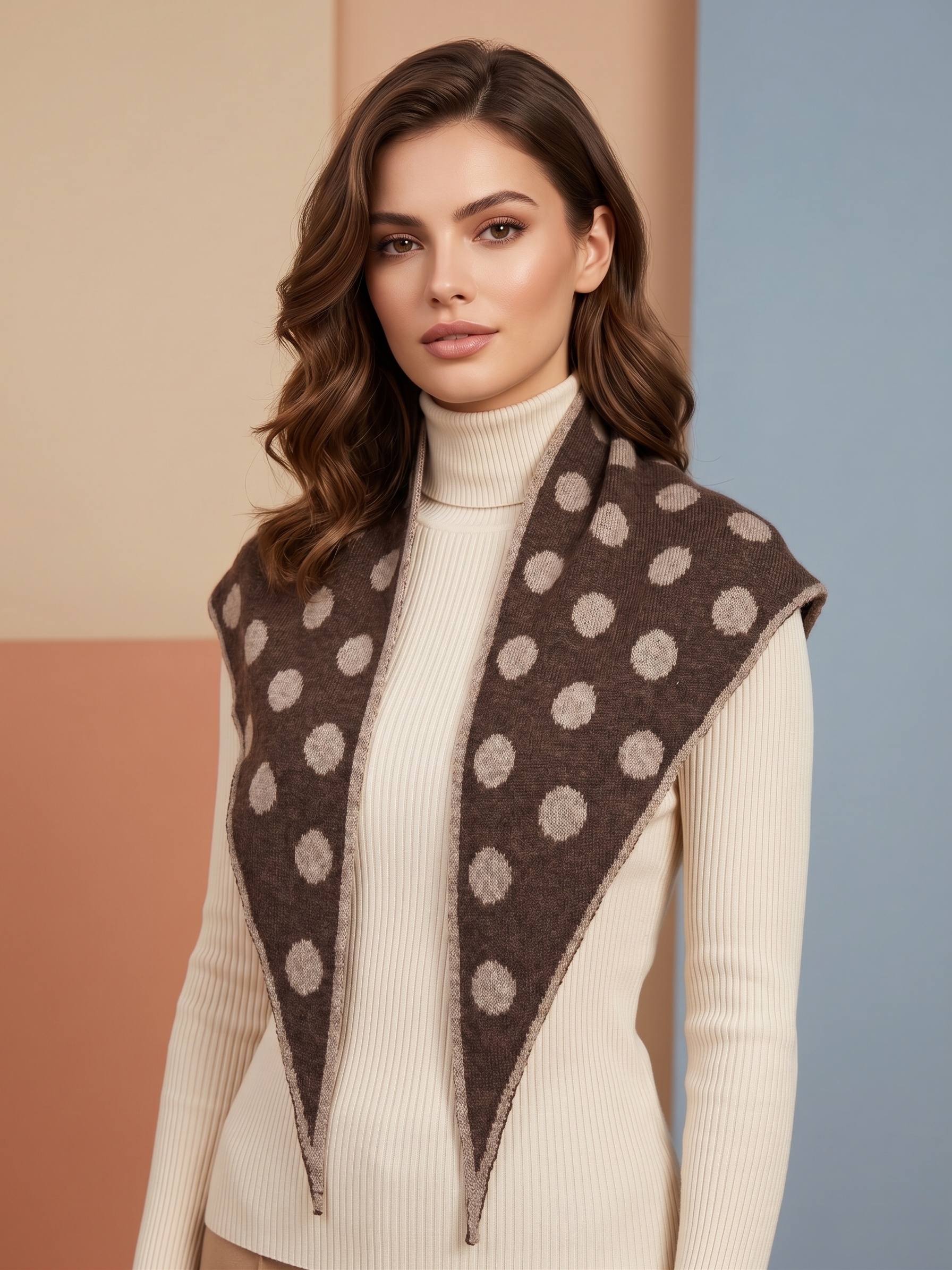 Mayorista MAR&CO Accessoires - Pañuelo triangular de doble cara con estampado de lunares 40*140CM