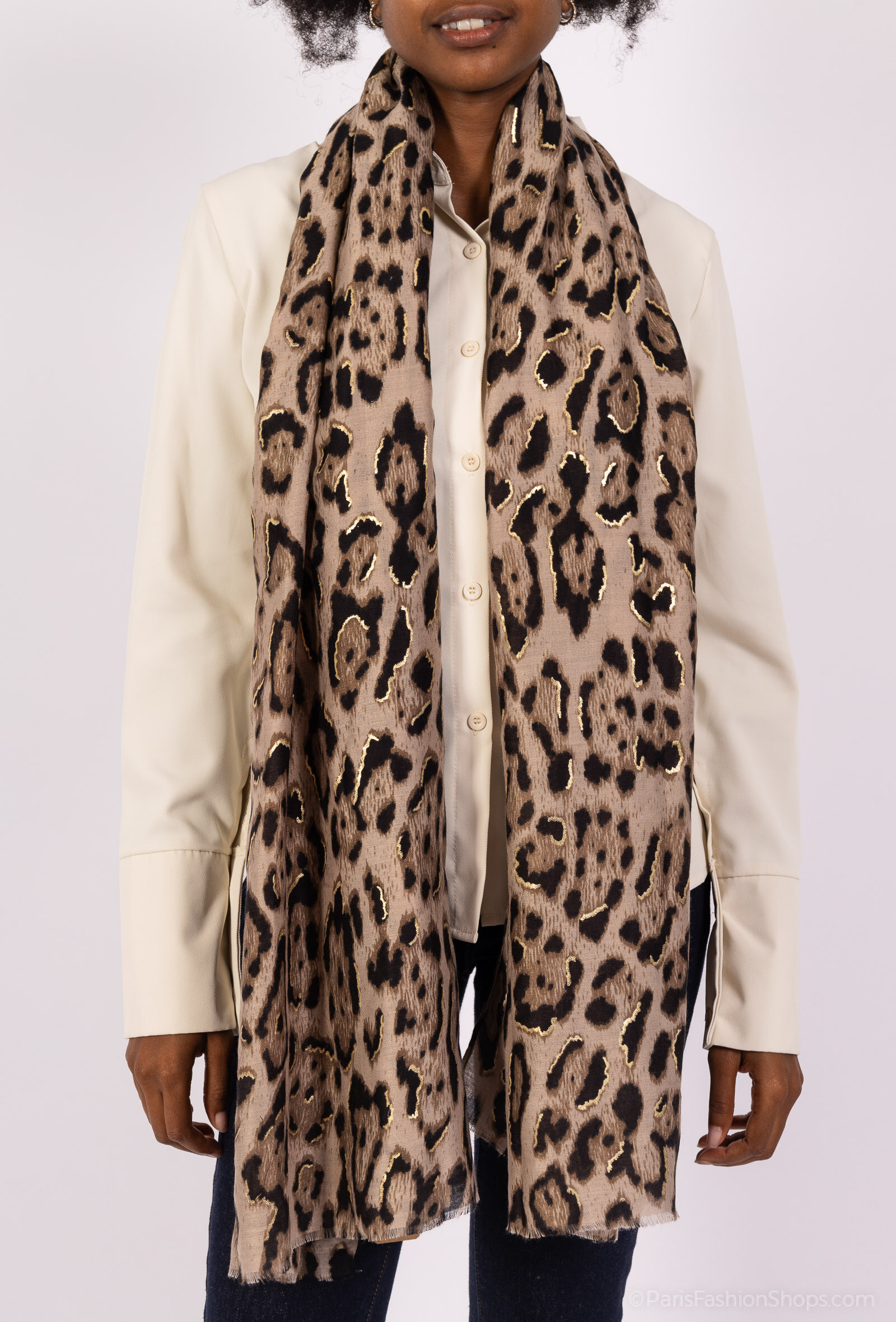 Mayorista MAR&CO Accessoires - Bufanda de estampado de leopardo con detalles dorados