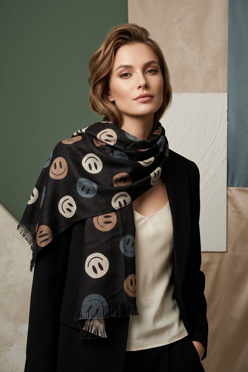 Grossiste MAR&CO Accessoires - Foulard imprimé symbole smiley tendance