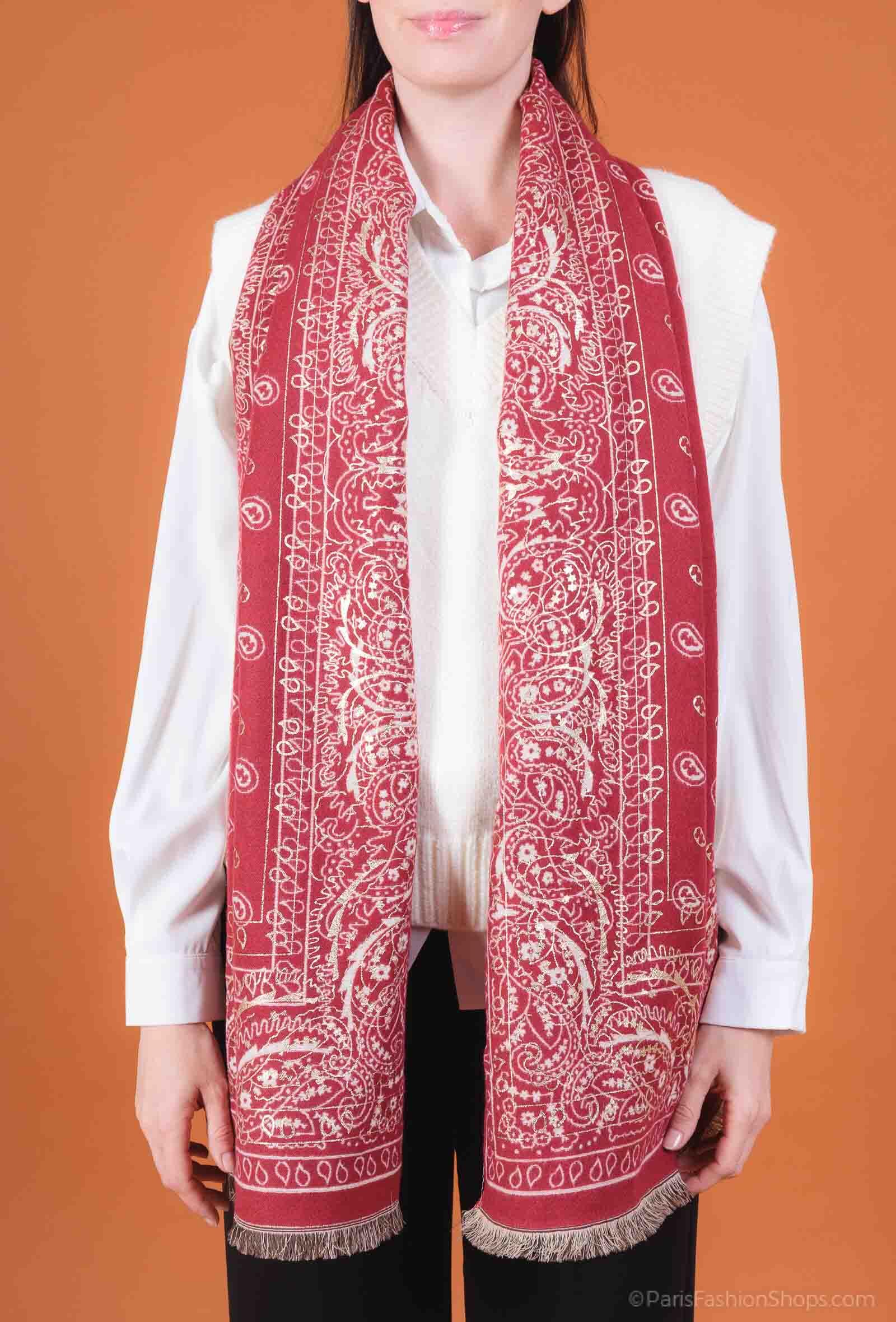 Grossiste MAR&CO Accessoires - Foulard imprimé motif paisley avec dorure