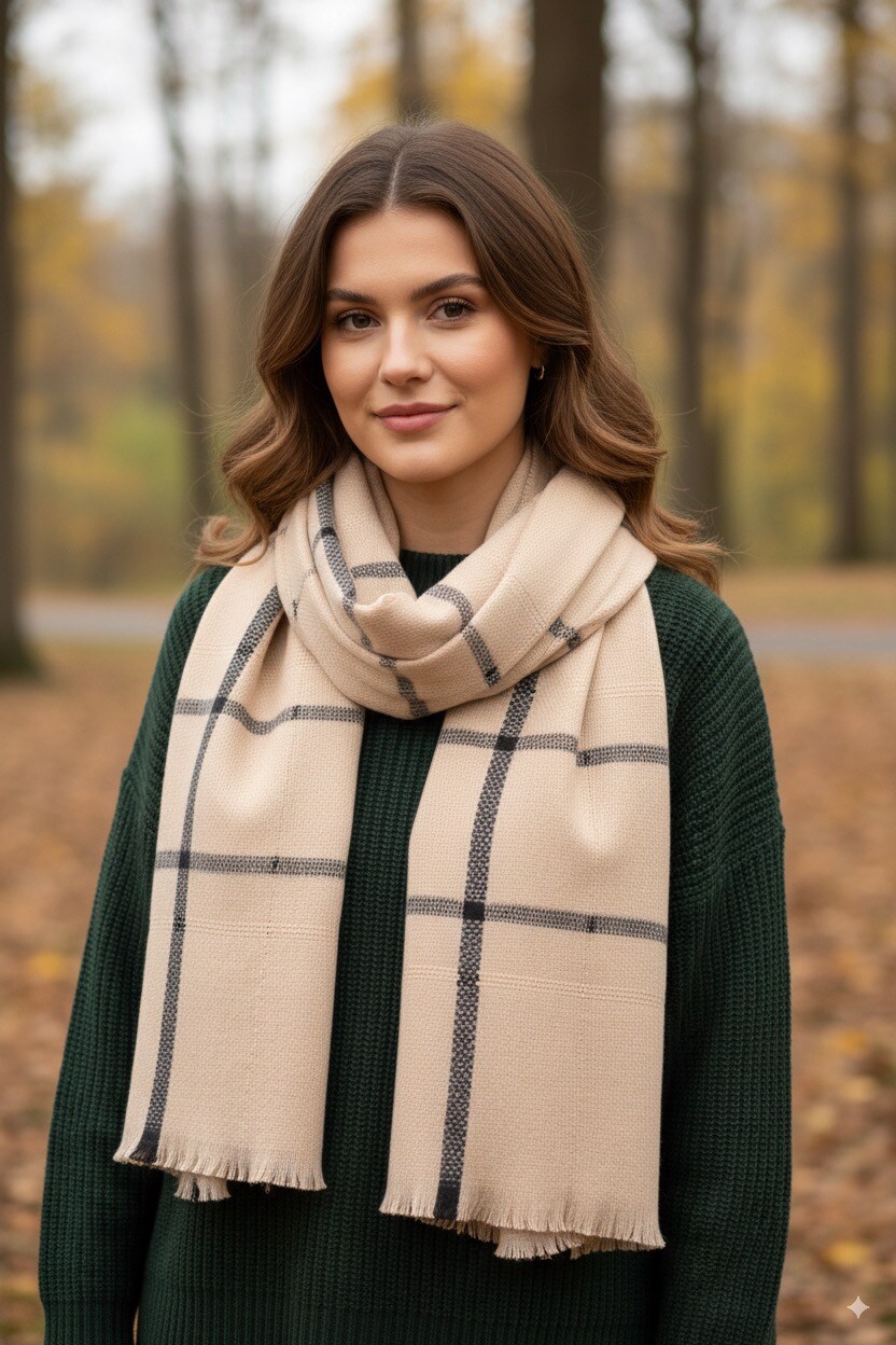Grossiste MAR&CO Accessoires - Foulard douce hiver imprimé carreaux avec lurex
