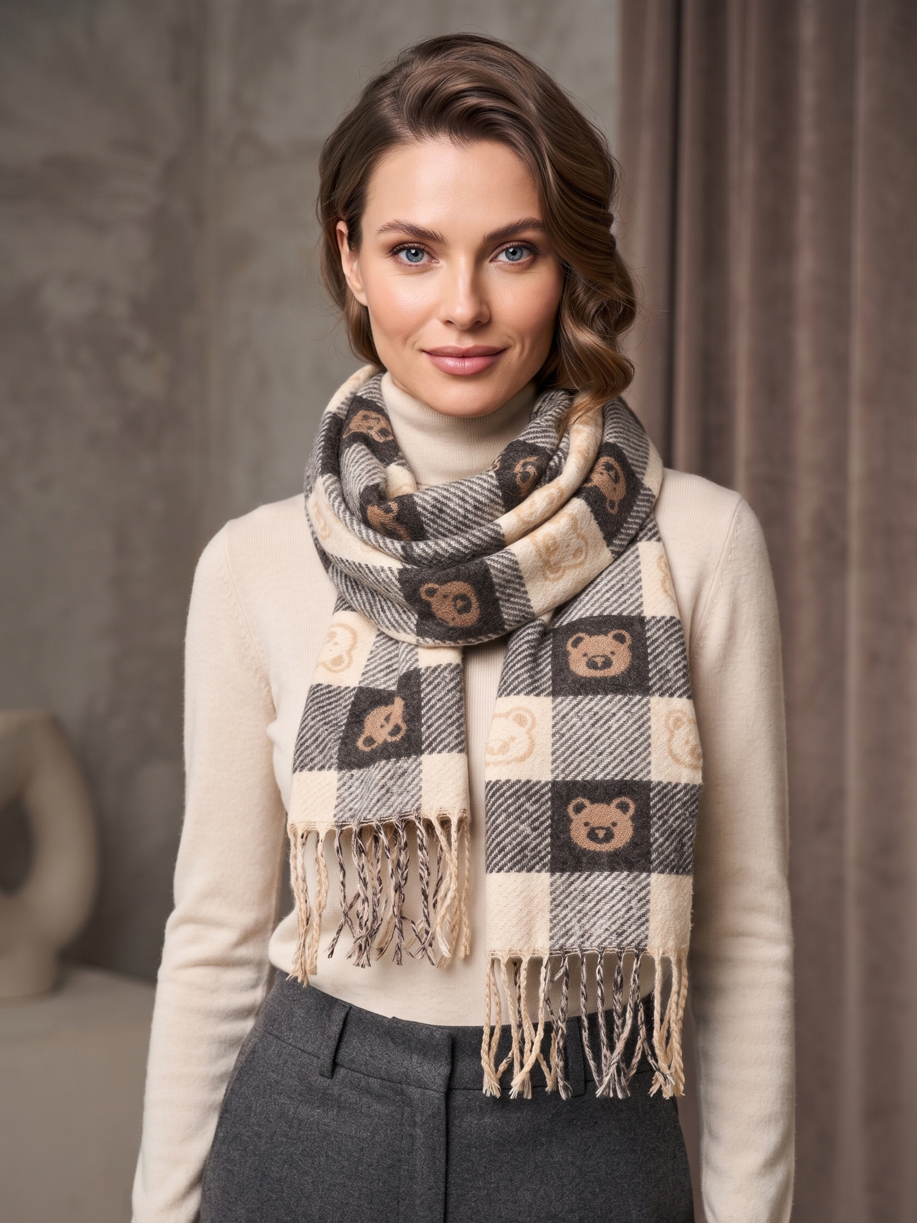 Grossista MAR&CO Accessoires - sciarpa con stampa orso