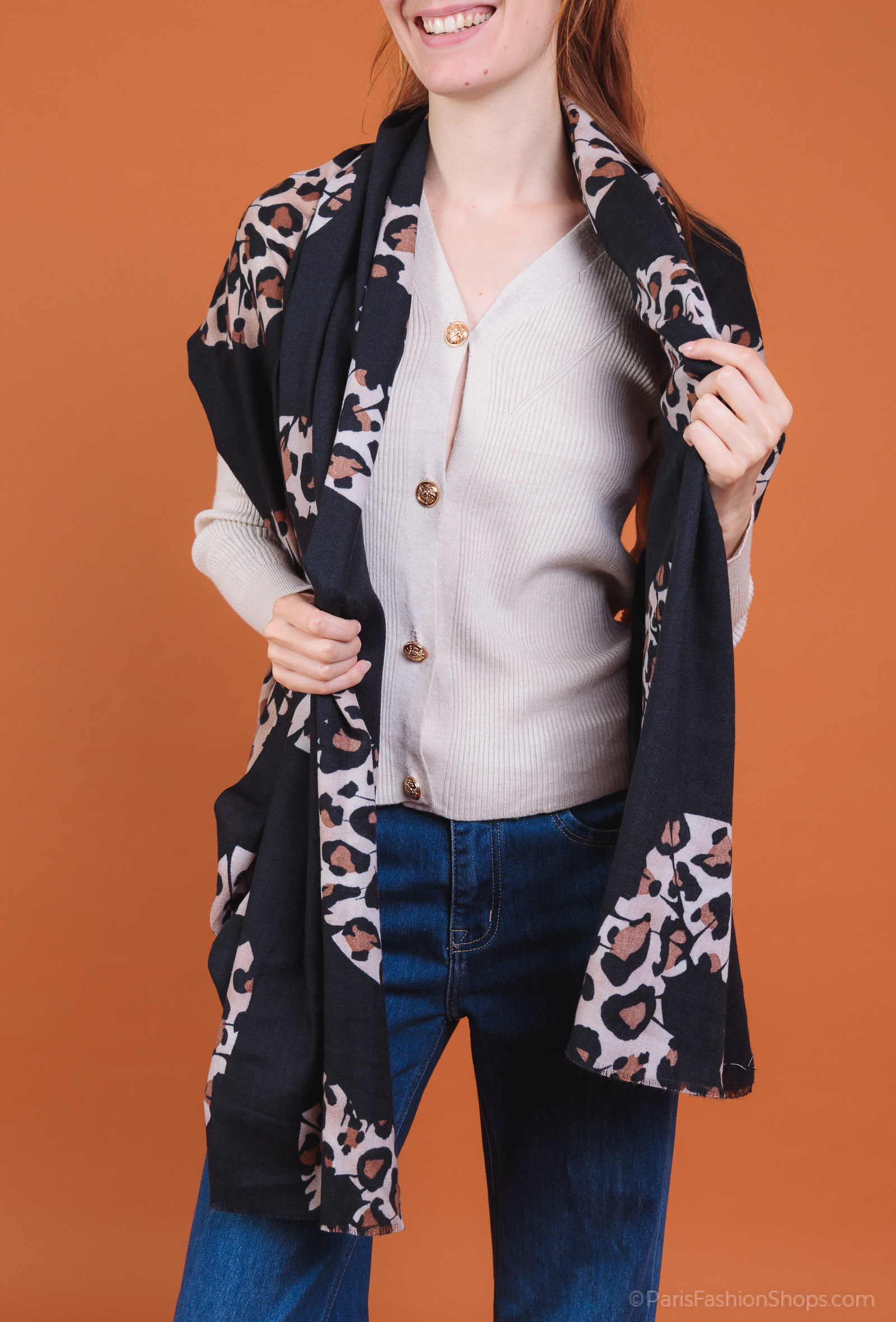 Grossiste MAR&CO Accessoires - Écharpe douce hiver imprimé léopard