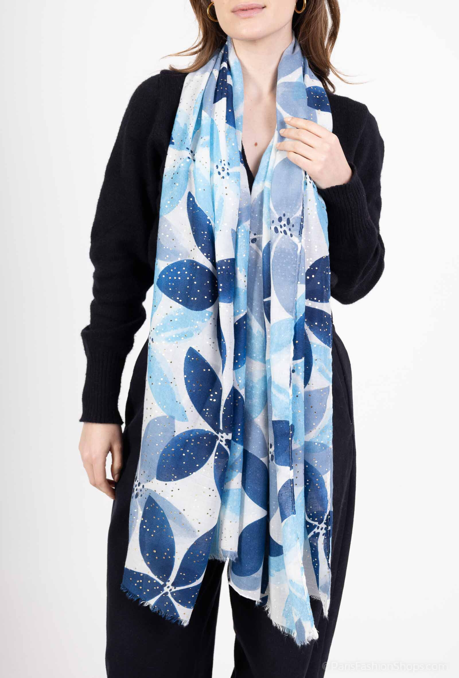 Großhändler MAR&CO Accessoires - Schal mit Blattmuster und Vergoldung