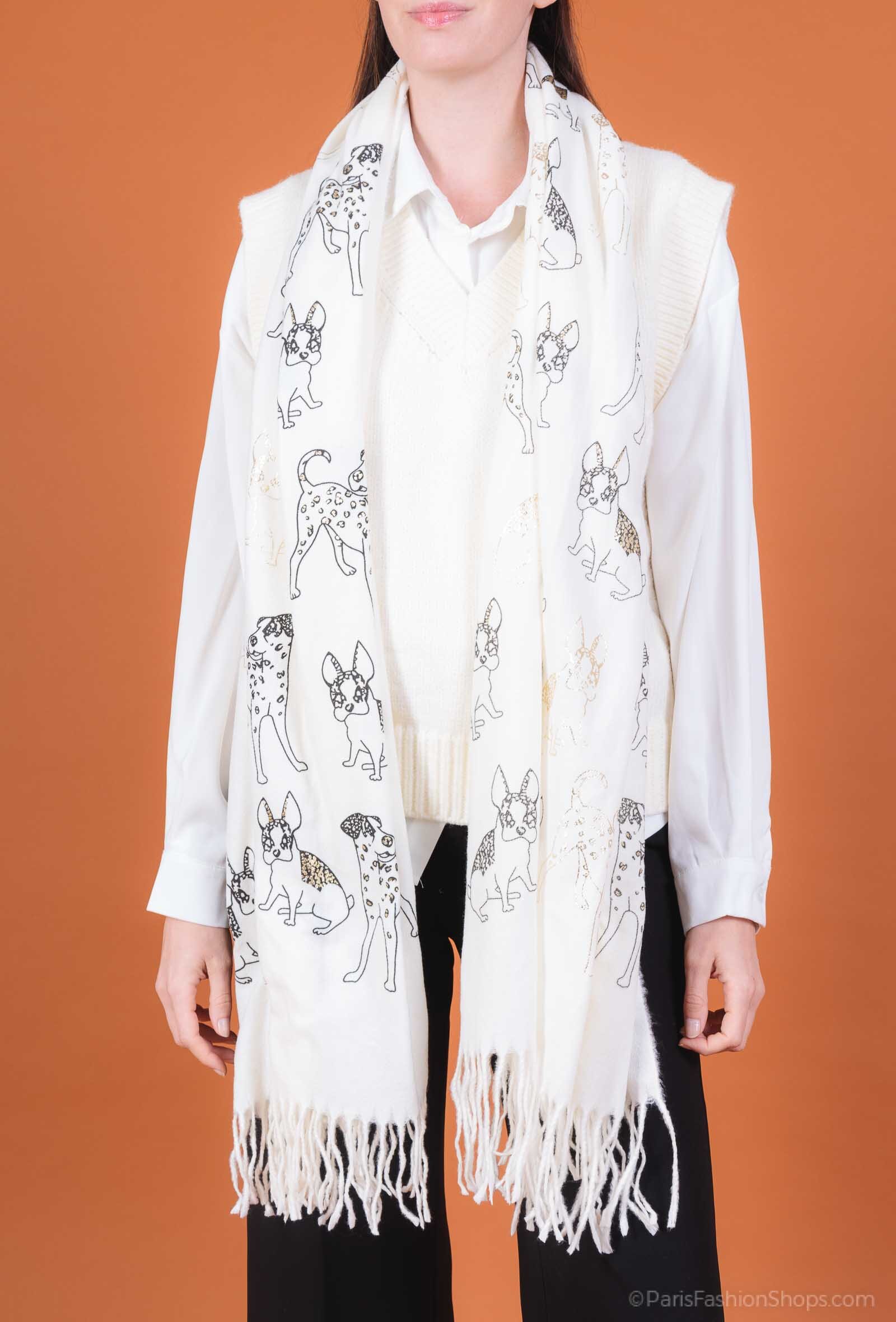 Grossiste MAR&CO Accessoires - Foulard à motif chien avec dorure