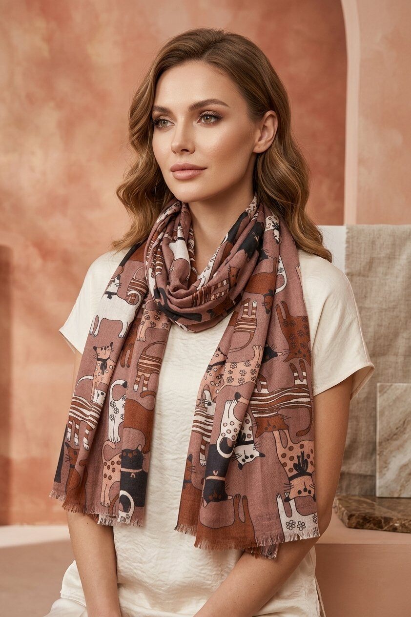 Grossiste MAR&CO Accessoires - Foulard imprimé chat