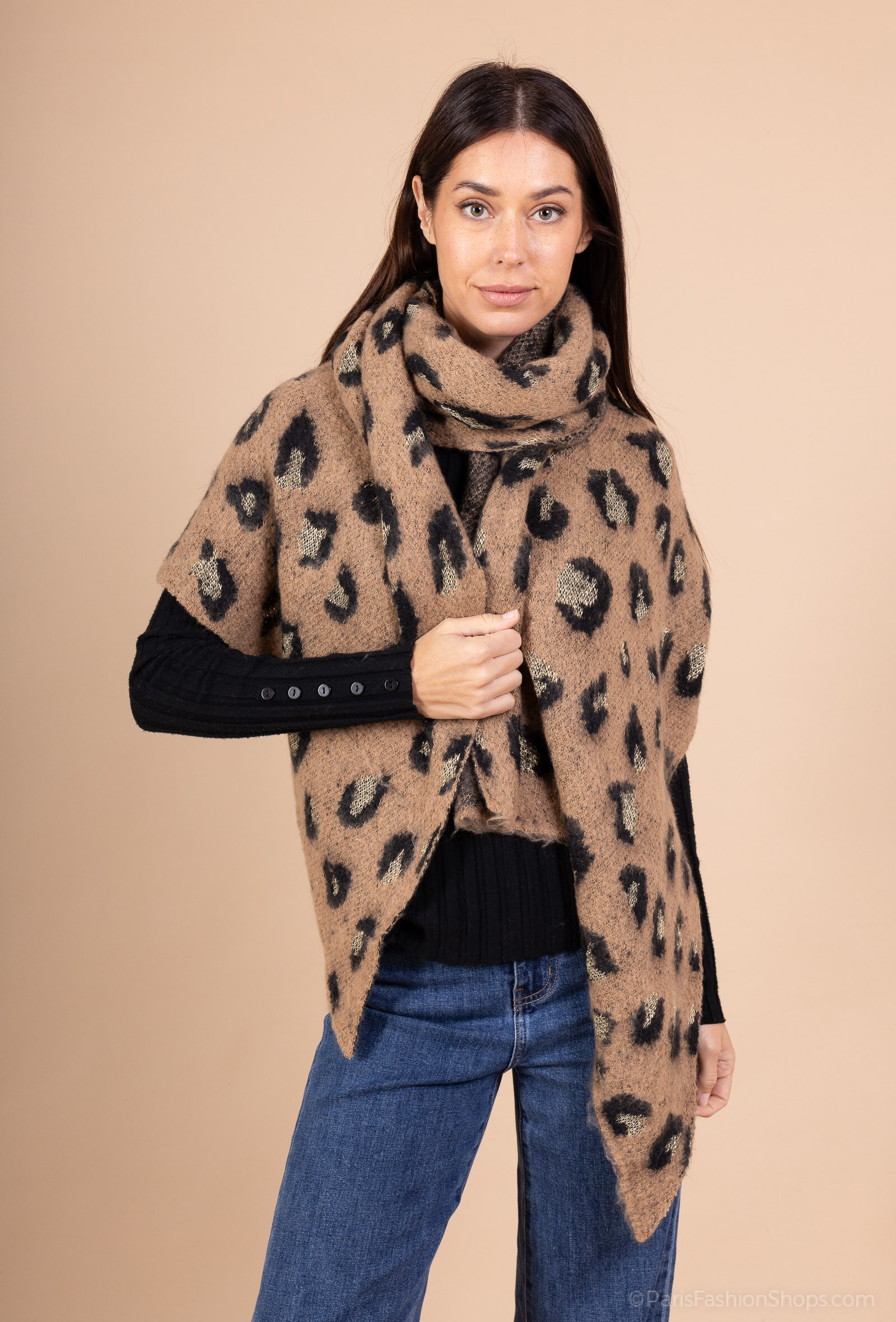 Grossiste MAR&CO Accessoires - Foulard écharpe lurex imprimé léopard