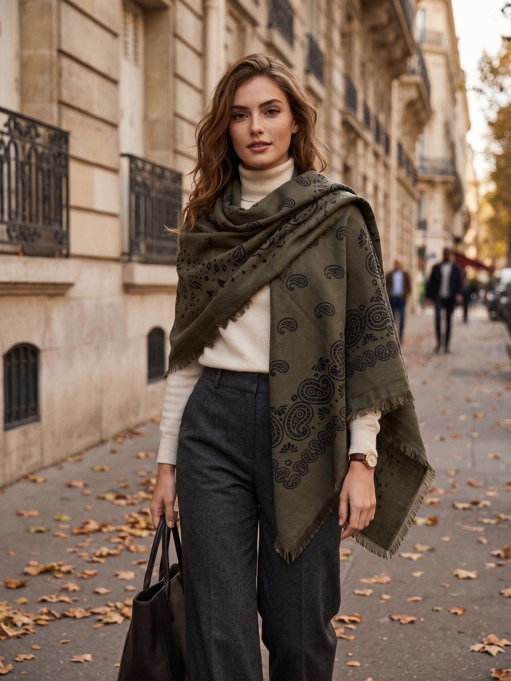 Wholesaler MAR&CO Accessoires - Large square wool scarf with paisley print 135*135cm