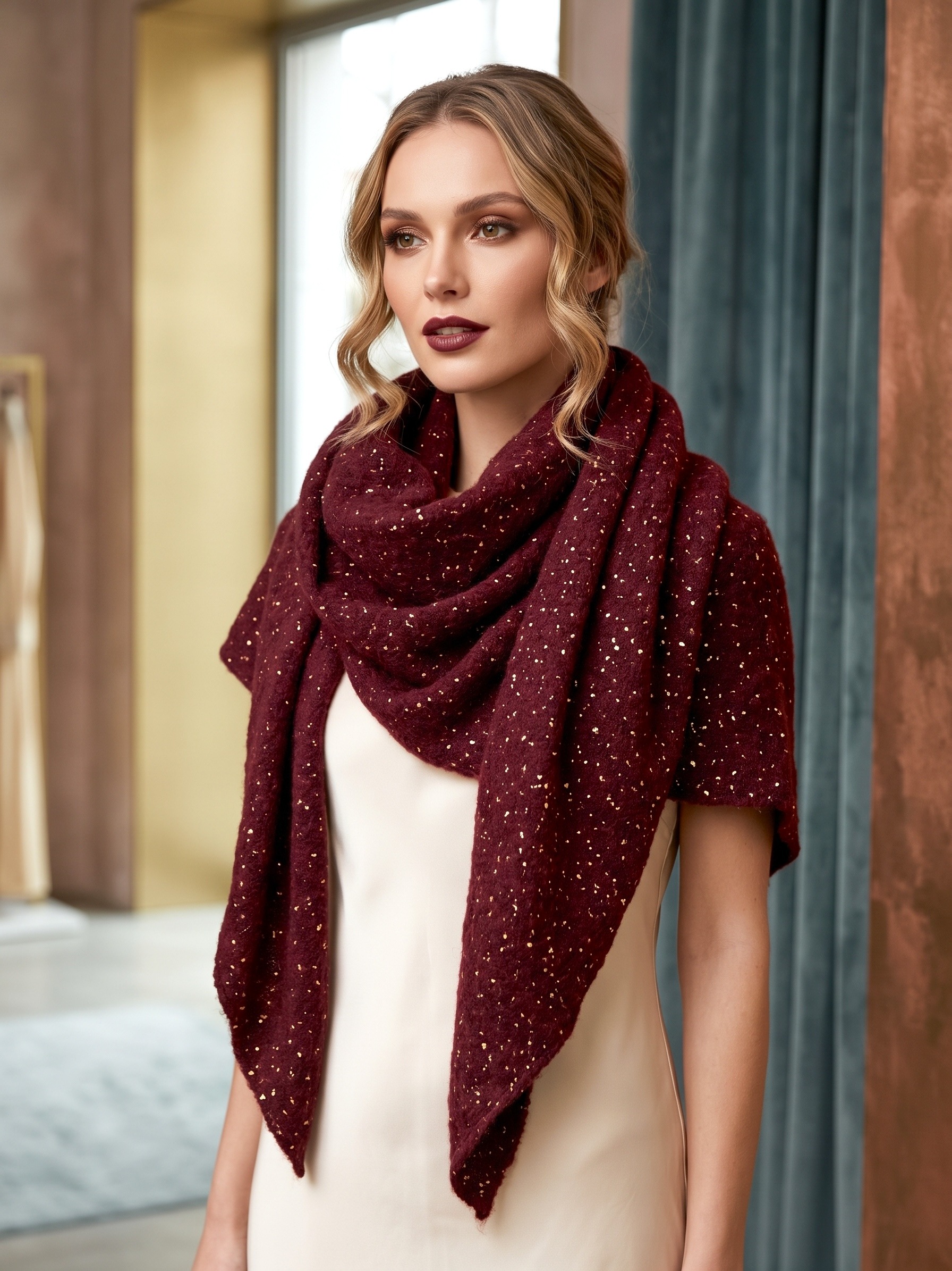Grossiste MAR&CO Accessoires - Foulard hiver avec Paillettes Dorées