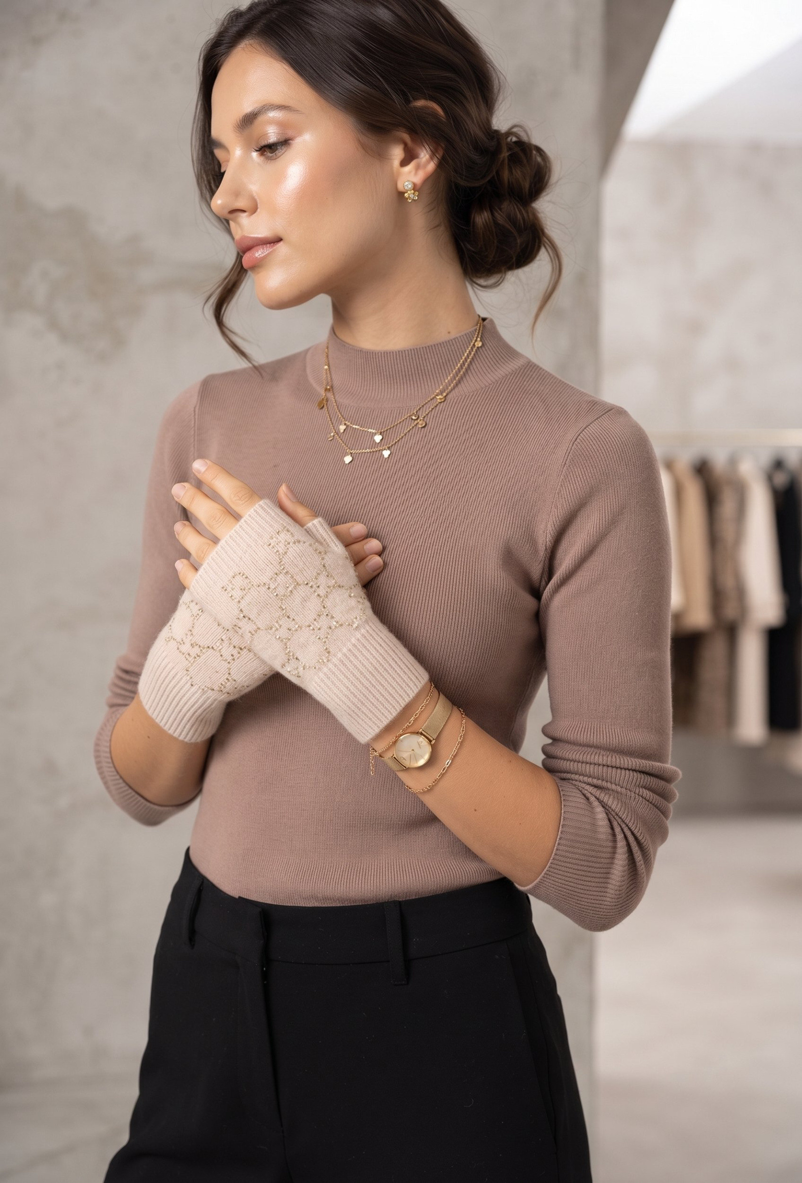 Grossista MAR&CO Accessoires - guanti senza dita con strass
