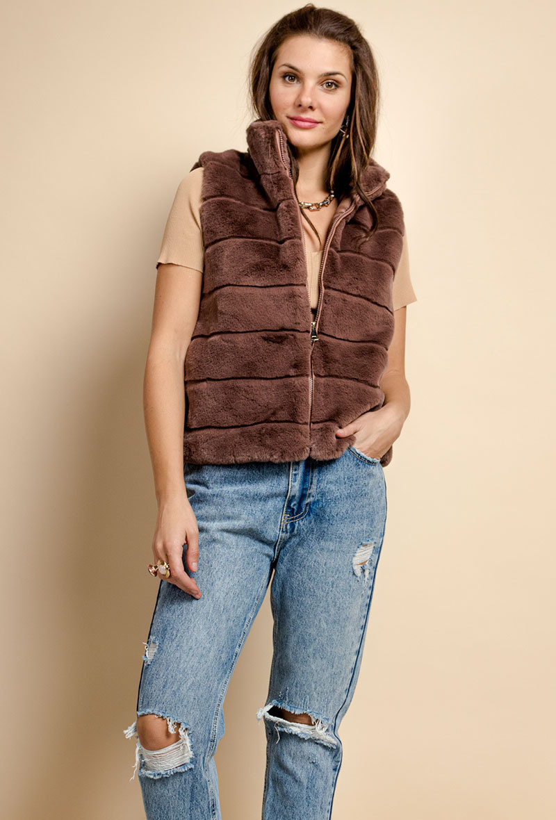 Mayorista MAR&CO Accessoires - Chaleco de piel sin mangas de talla grande