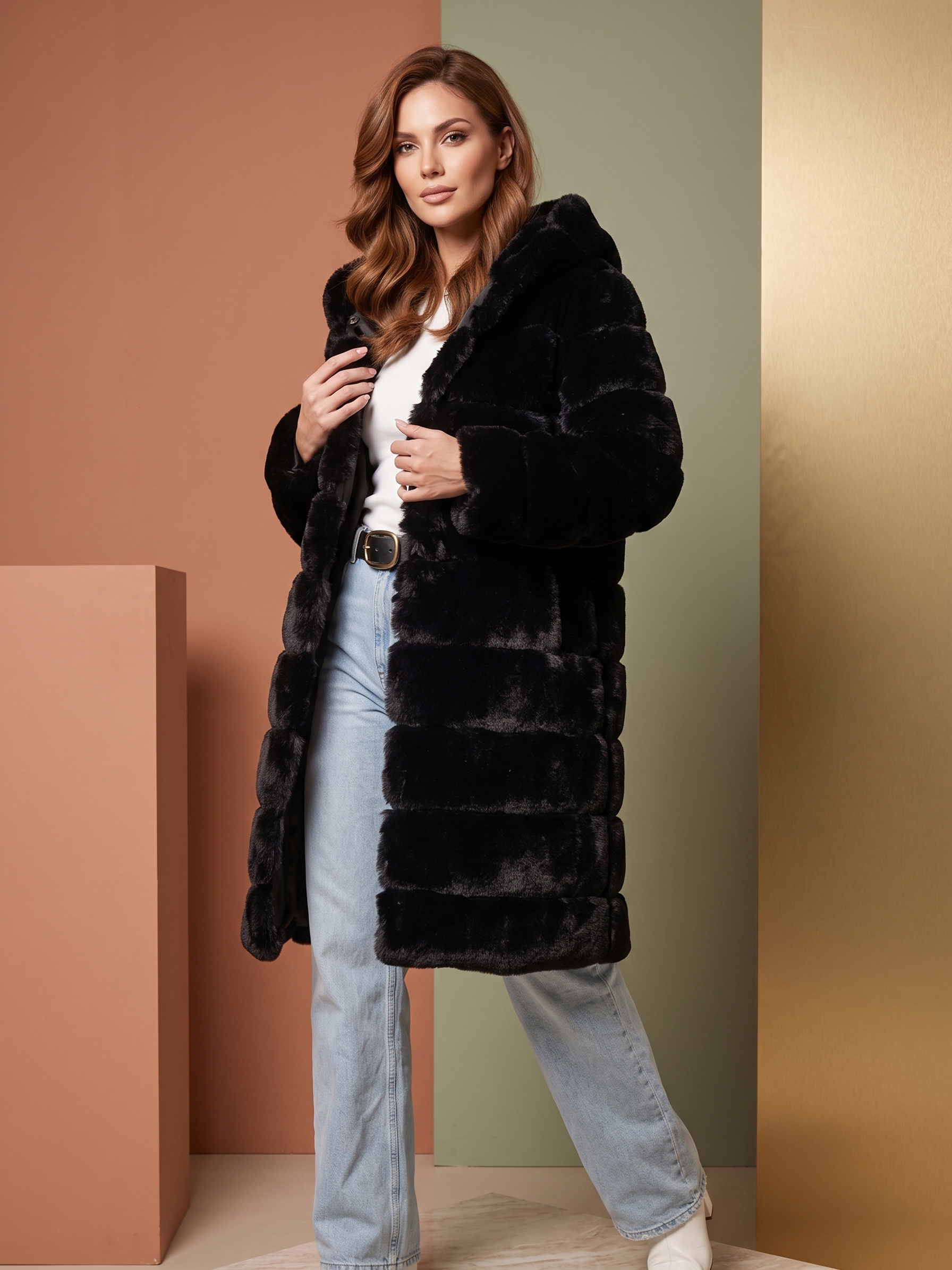 Grossiste MAR&CO Accessoires - Manteau en fourrure avec capuche