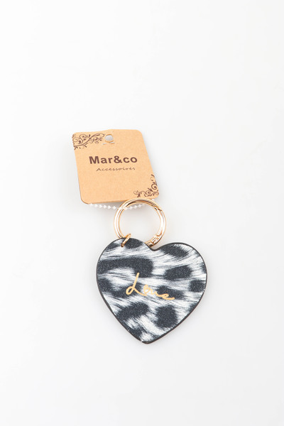 Grossiste MAR&CO Accessoires - porte clé cœur léopard imprimé LOVE 6*6CM Grossiste MAR&CO Accessoires - porte clé cœur léopard imprimé LOVE 6*6CM