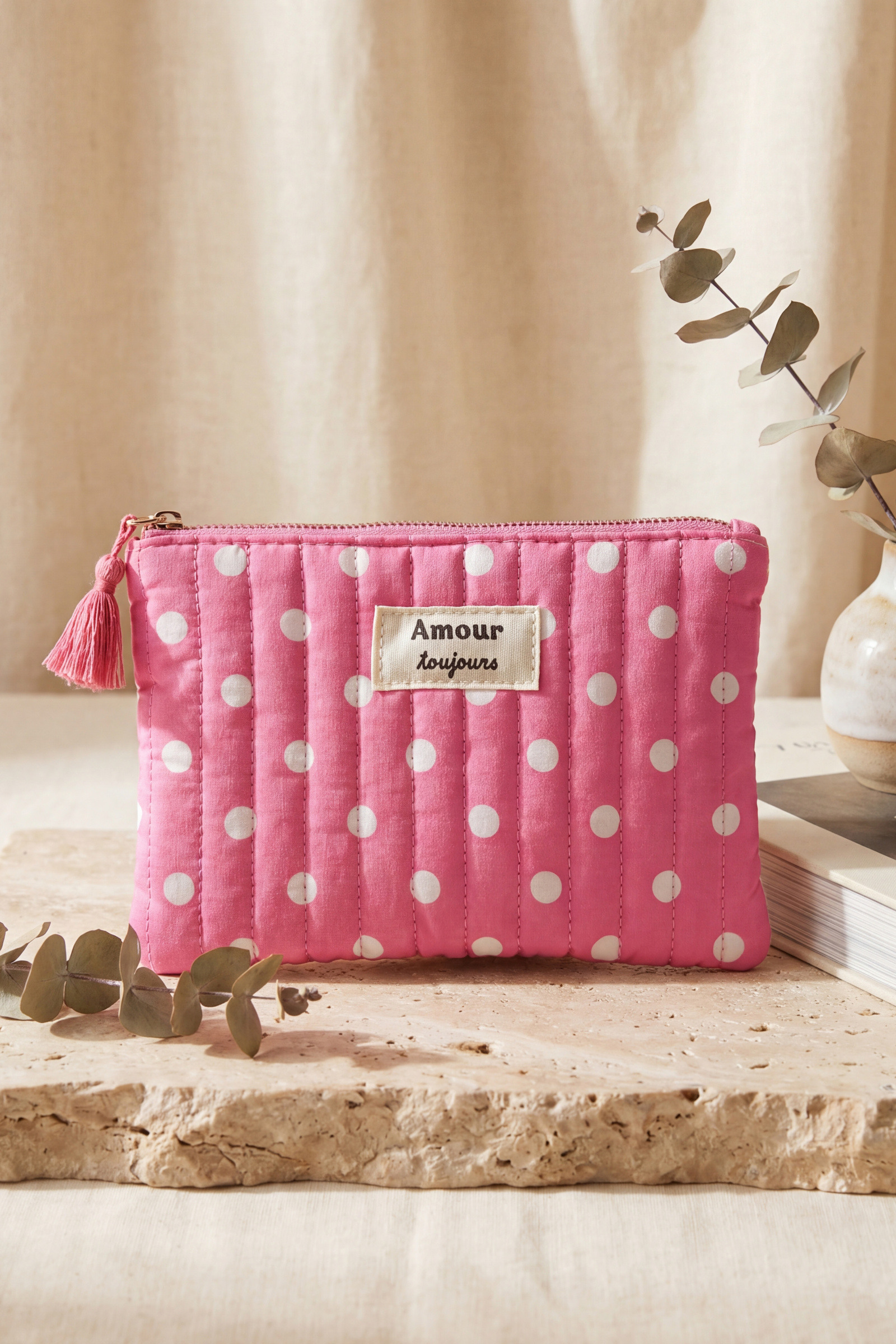 Grossiste MAR&CO Accessoires - Pochettes porte-monnaie imprimé petit pois 20*13cm 100%coton