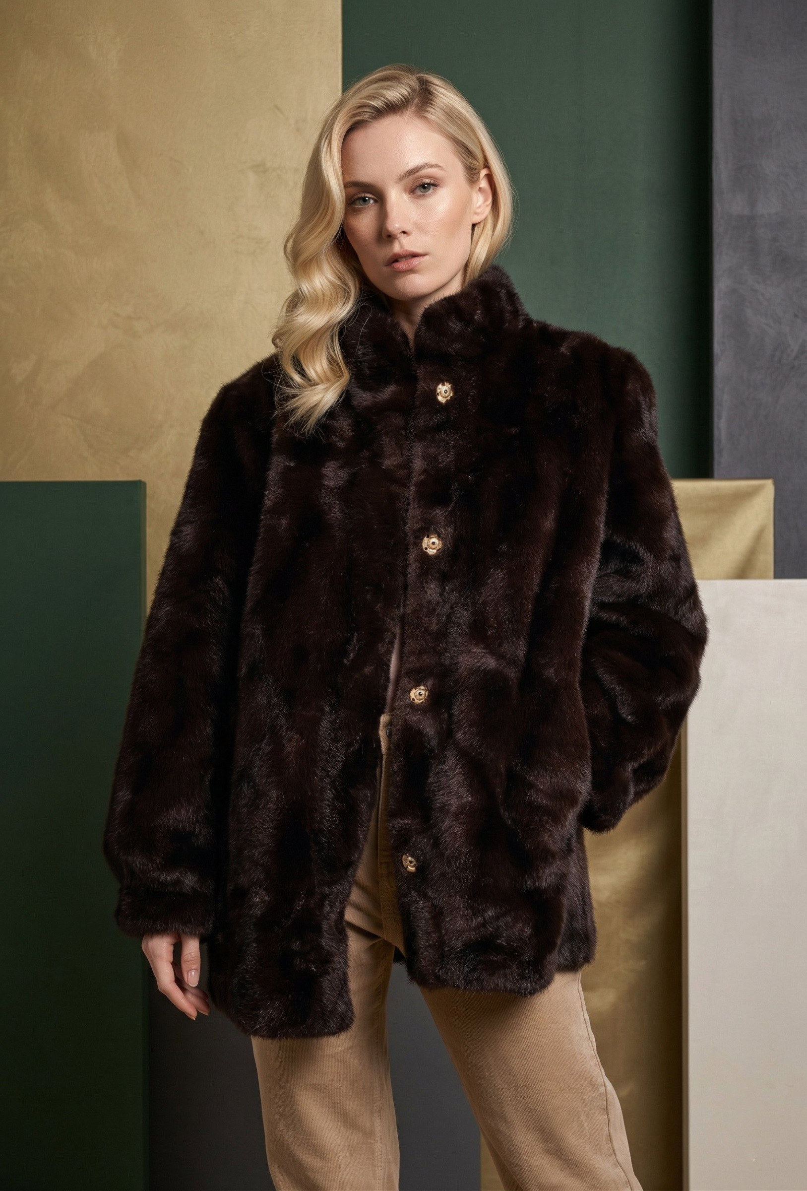 Grossiste MAR&CO Accessoires - Manteau long fourrure synthétique  effet vison