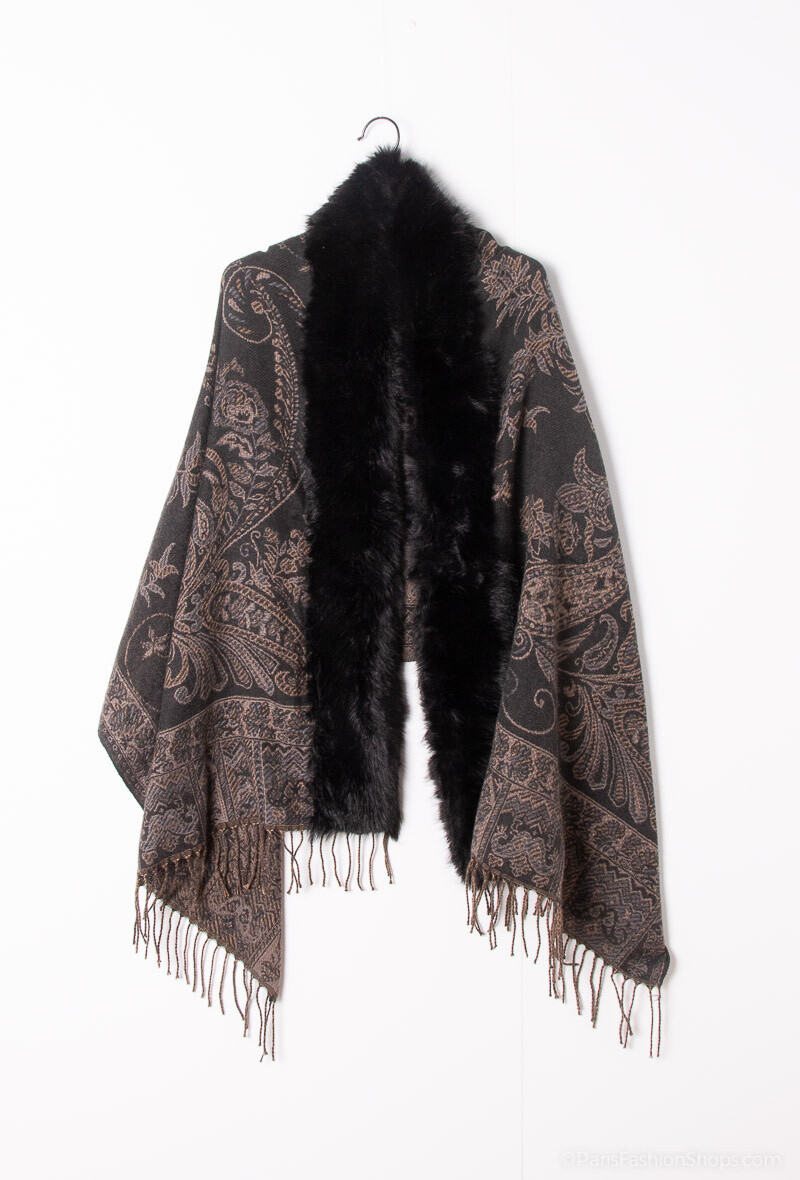 Grossiste MAR&CO - cape fausse fourrure  imprimé  paisley
