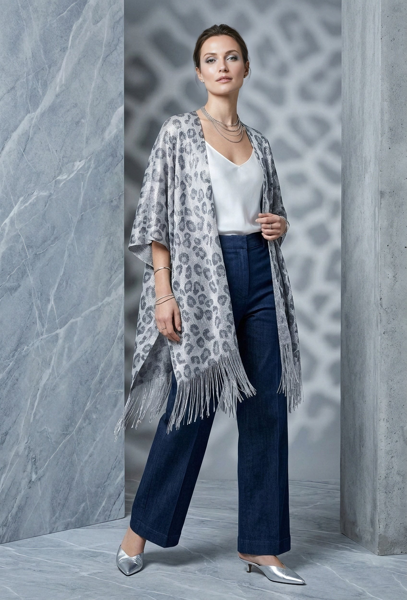 Grossiste MAR&CO - cape poncho brillant imprimé léopard