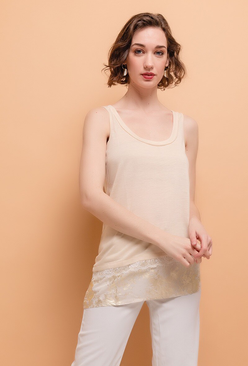 Großhändler MAR&CO - Tanktop mit goldener Bordüre