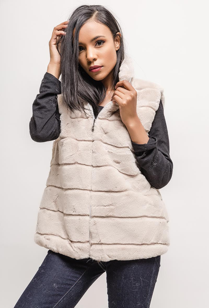 Grossiste MAR&CO - Gilet en fourrure sans manches grand taille