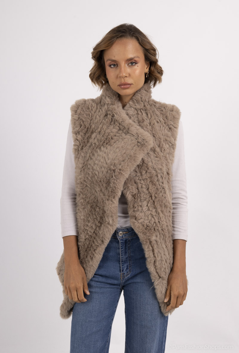 Grossiste MAR&CO - cape gilet avec fausse fourrure