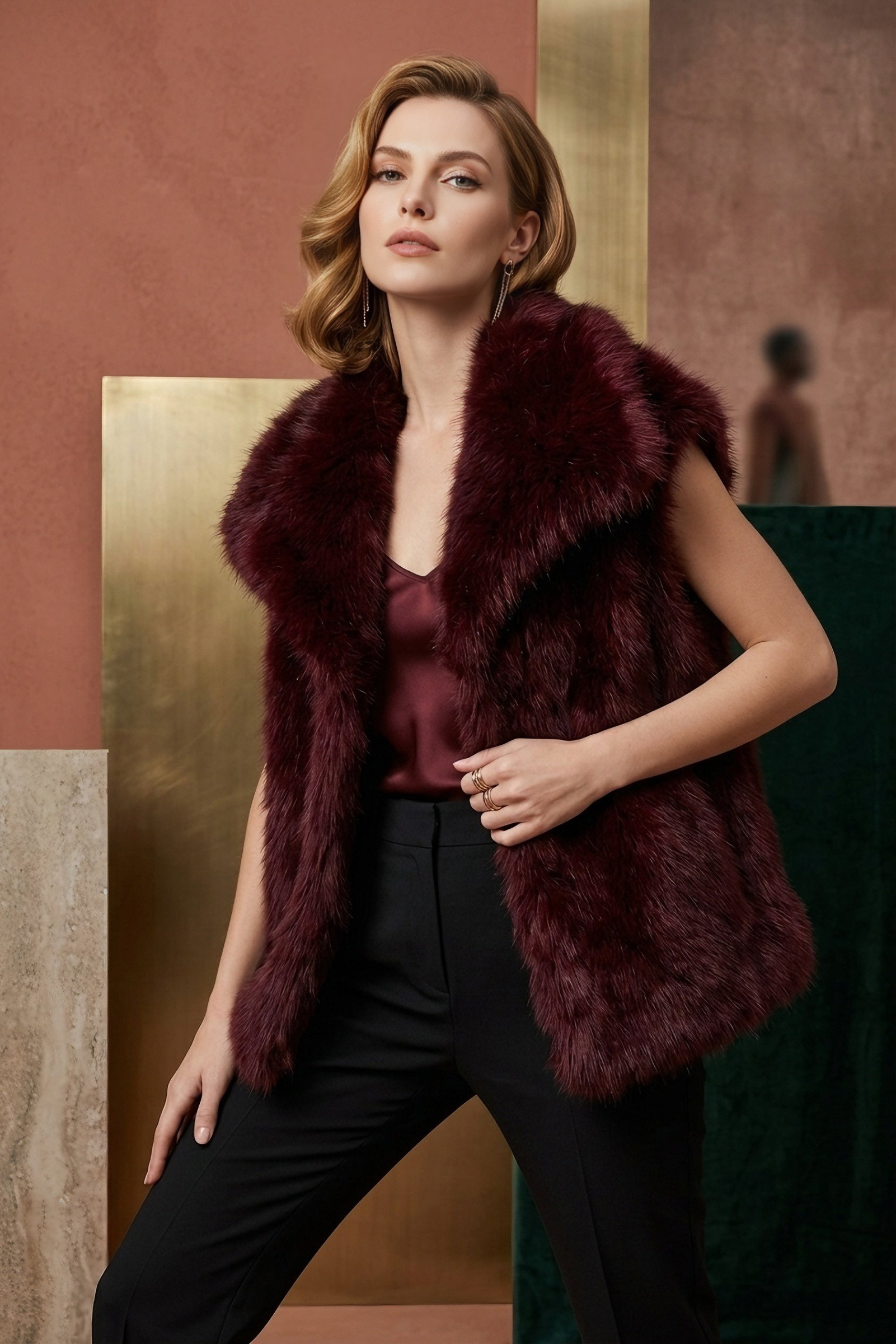 Grossiste MAR&CO - Veste sans manche en fausse fourrure