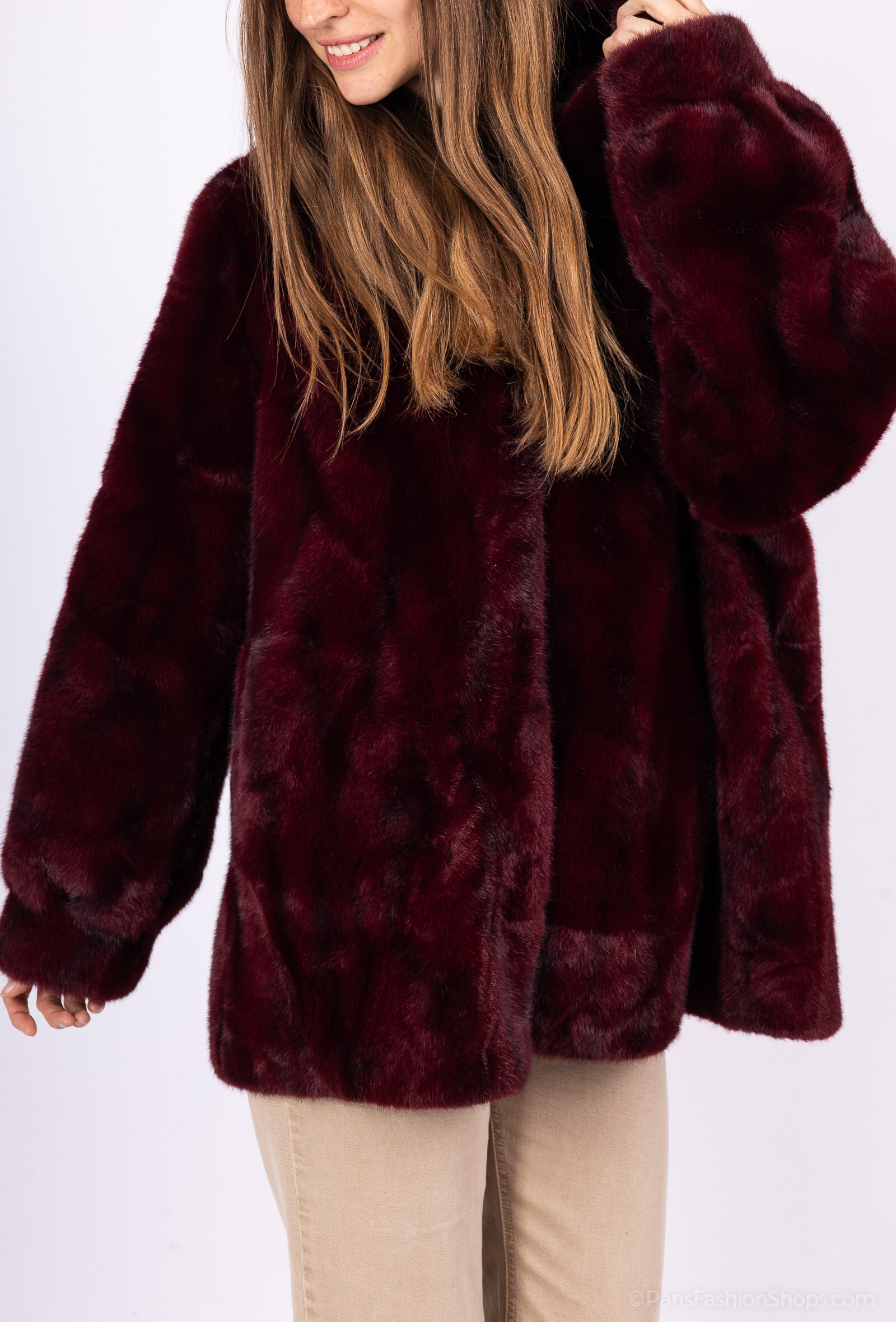 Großhändler MAR&CO - Pelzmantel mit synthetischer Mink-Effekt-Kapuze