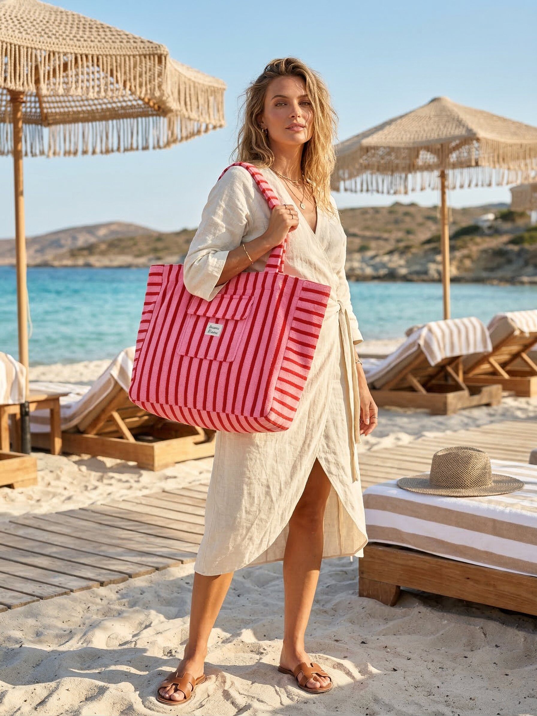 Großhändler MAR&CO - Strandtasche Shopper 100%BAUMWOLLE 61*37*19CM