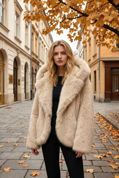 Grossiste MAR&CO - Veste en fausse fourrure avec capuche Grossiste MAR&CO - Veste en fausse fourrure avec capuche