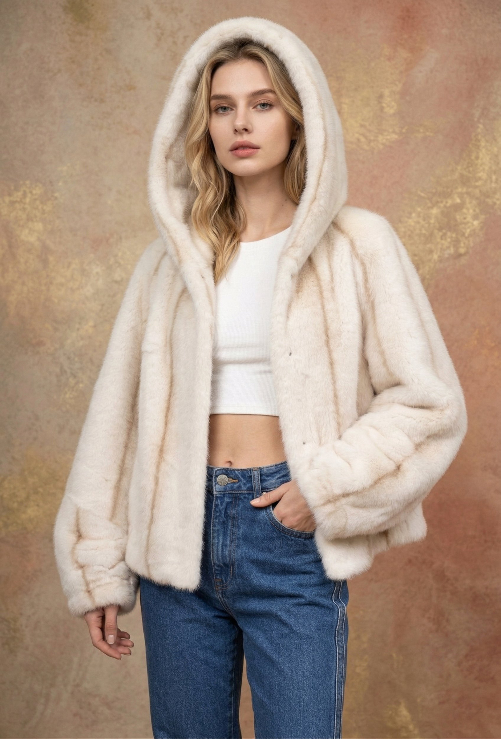 Grossiste MAR&CO - Manteau en fausse fourrure à capuche