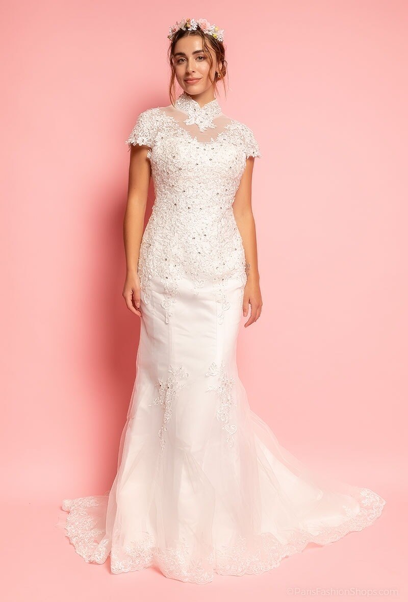 Wholesaler Marie June - Wedding dress with sequins and lace